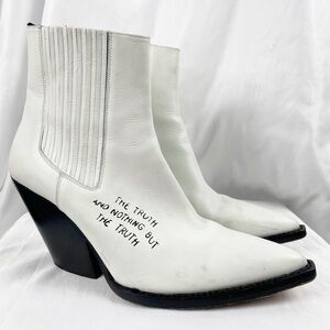 IRO The Truth Pointed Toe Western Leather Ankle Boots White EU 41 Casual